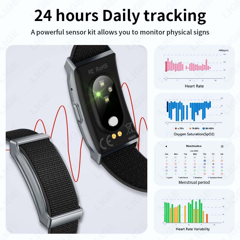 LIGE ไม่มีหน้าจอสร้อยข้อมือสมา - Fall Detection Watch บทวิจารณ์และราคา